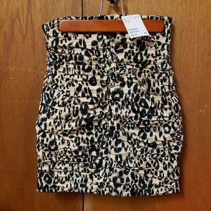 Ruched Leopard Skirt